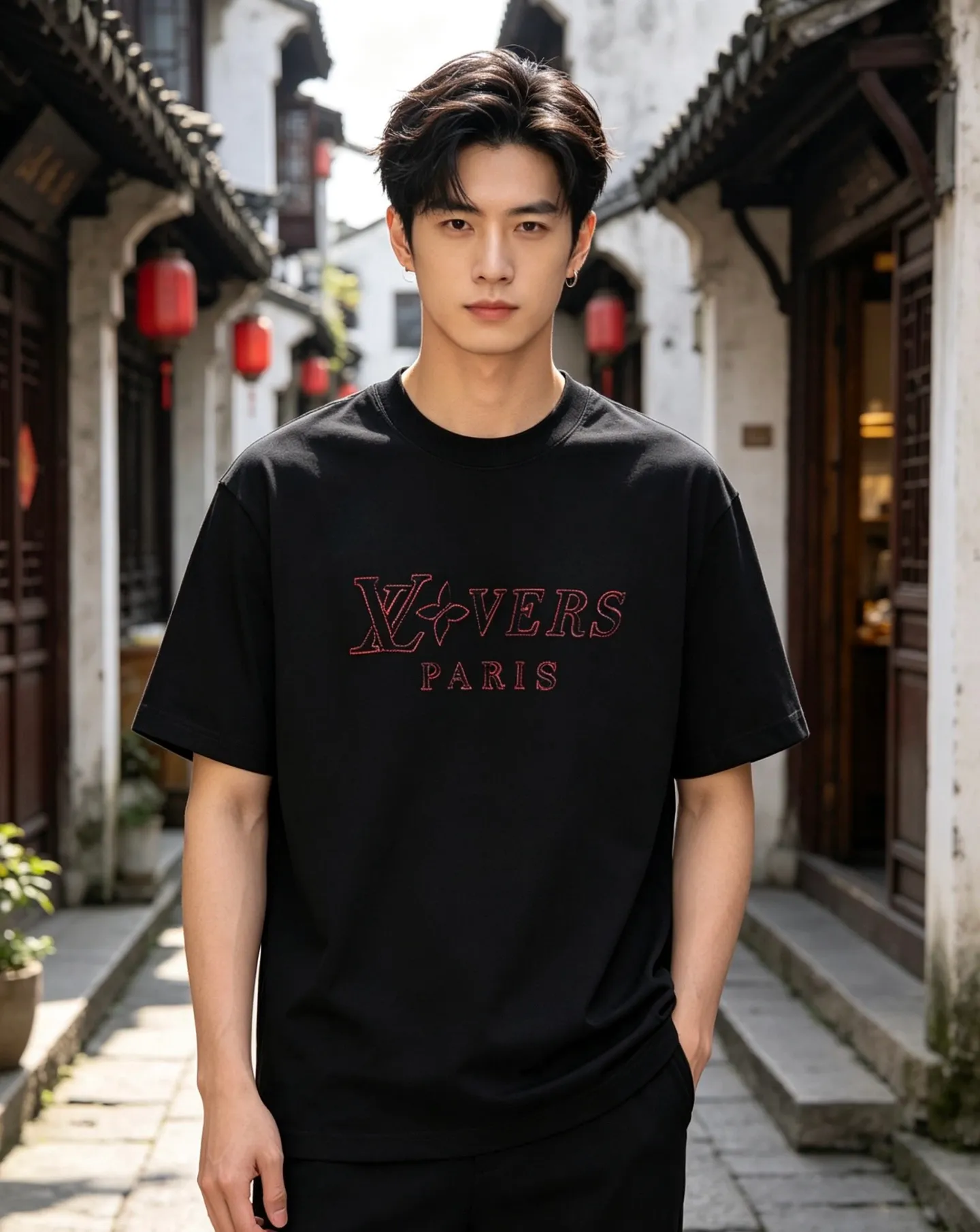 Louis Vuitton/Louis Vuitton colorful logo embroidered short sleeves